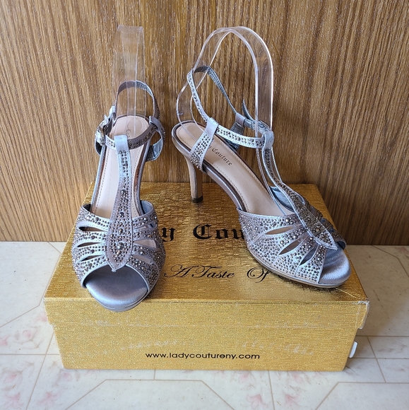NWB Lady Couture Midnight Pewter Platform Dressy Heels Size EU37/US6.5 - Picture 3 of 12